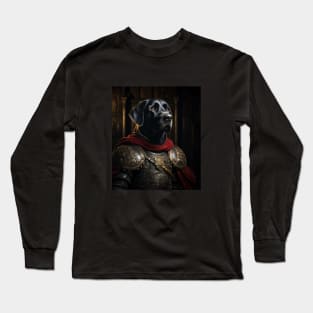 Stalwart Black Labrador Retriever - Medieval English Knight Long Sleeve T-Shirt